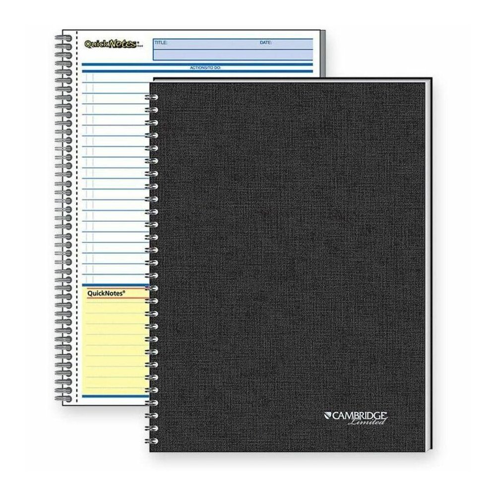 Mead QuickNotes 1 - Subject Business Notebook - Jr.Legal - 80 Sheets - Wire Bound - 20 lb Basis Weight - Jr.Legal - 5" x 8" - White Paper - Black Binding - BlackLinen Cover - Perforated, Subject, Bond. Picture 1