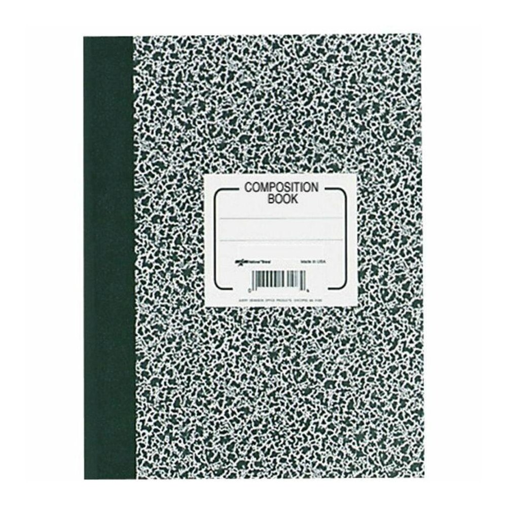 Rediform College Rule Composition Book - 80 Sheets - Sewn - Ruled Margin - 8 3/8" x 11" - White Paper - Black Marble Cover - Subject - 1 Each. Picture 1