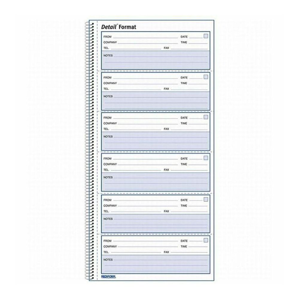 Rediform Voice Mail Log Book - 600 Sheet(s) - Wire Bound - 1 Part - 5.62" x 10.62" Sheet Size - White - White Sheet(s) - Blue Print Color - White Cover - Recycled - 1 Each. Picture 1