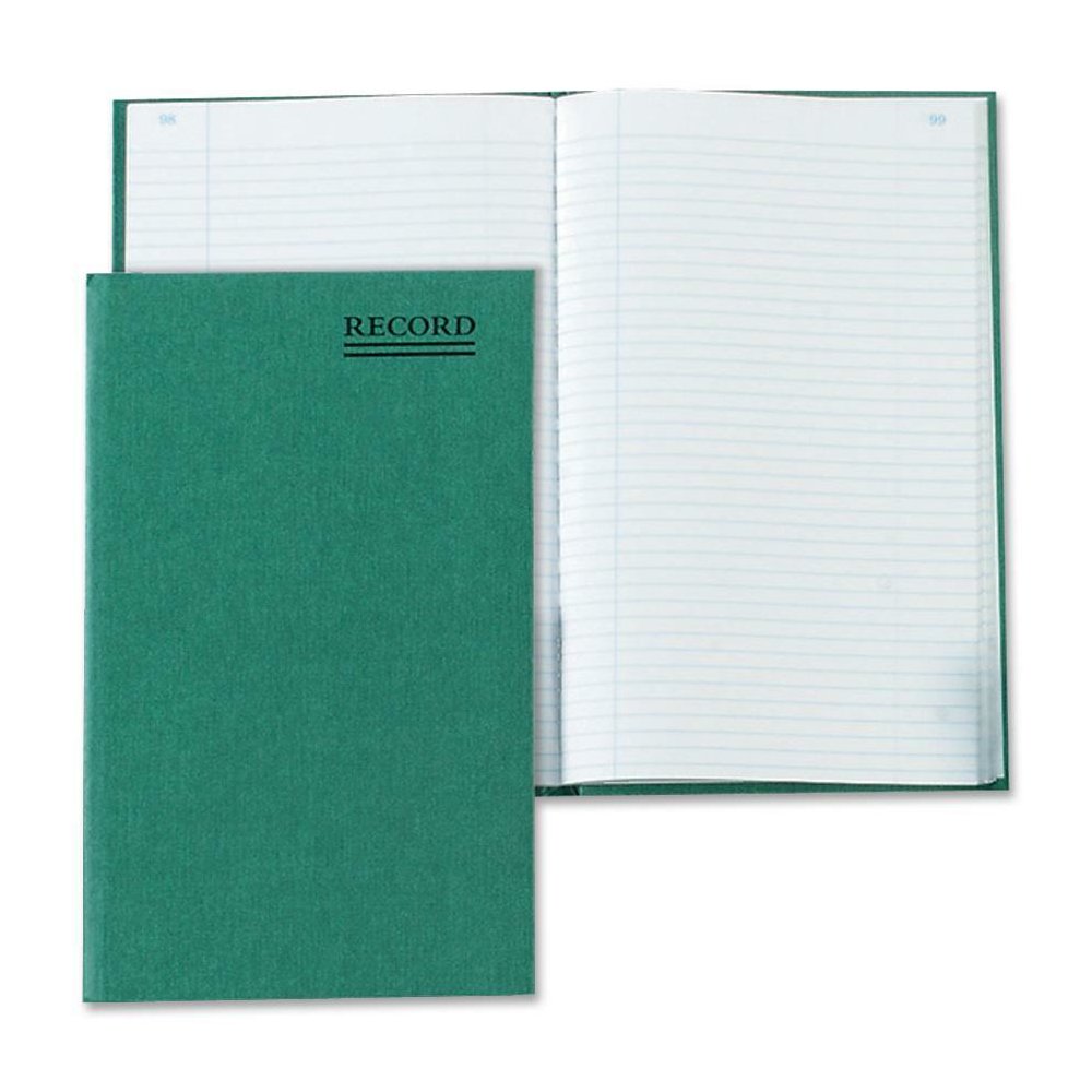 Rediform Green Cover Record Account Book - 200 Sheet(s) - Gummed - 6.25" x 9.62" Sheet Size - Green - White Sheet(s) - Green Cover - Recycled - 1 Each. Picture 1