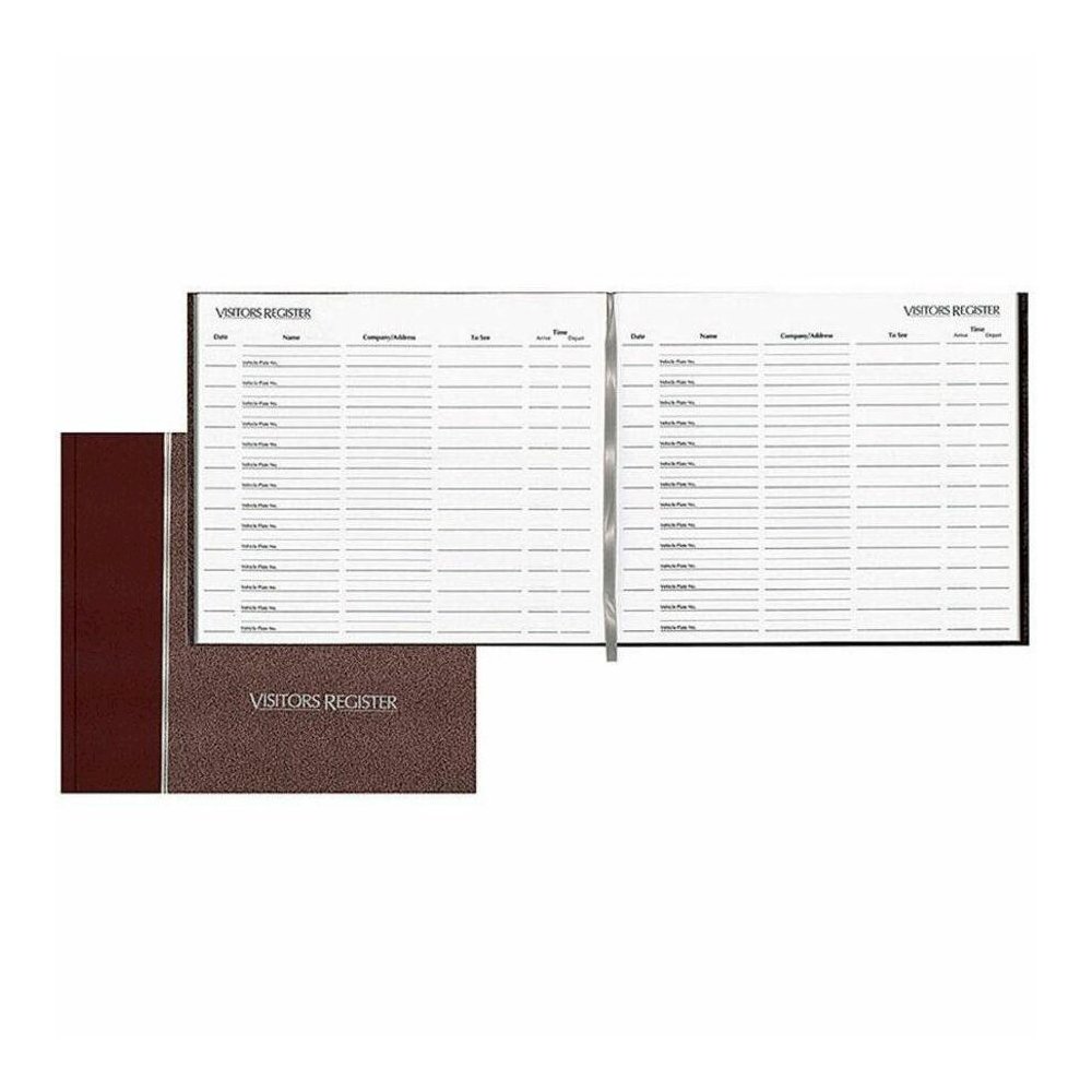 Rediform Hardcover Visitor's Register - 128 Sheet(s) - Thread Sewn - 9.87" x 8.50" Sheet Size - Burgundy - White Sheet(s) - Burgundy Cover - Recycled - 1 Each. Picture 1