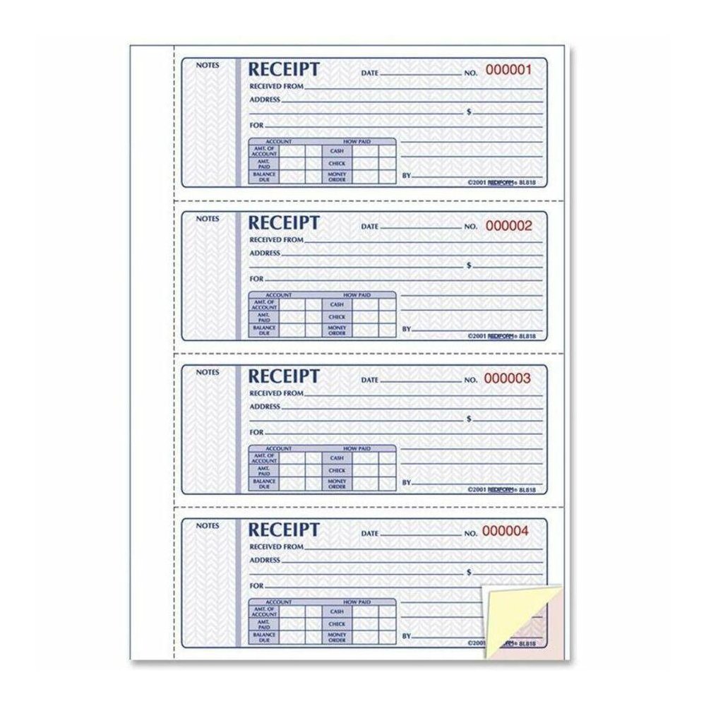 Rediform Hardbound Money Receipt Book - 200 Sheet(s) - 3 PartCarbonless Copy - 2.75" x 7" Form Size - White Sheet(s) - 1 Each. Picture 1