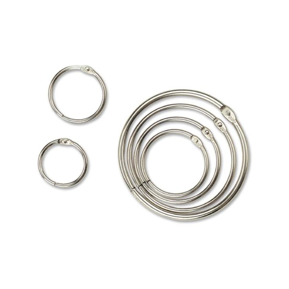 Officemate Loose-Leaf Book Rings - 1" Diameter - Silver - Metal - 100 / Box. Picture 2