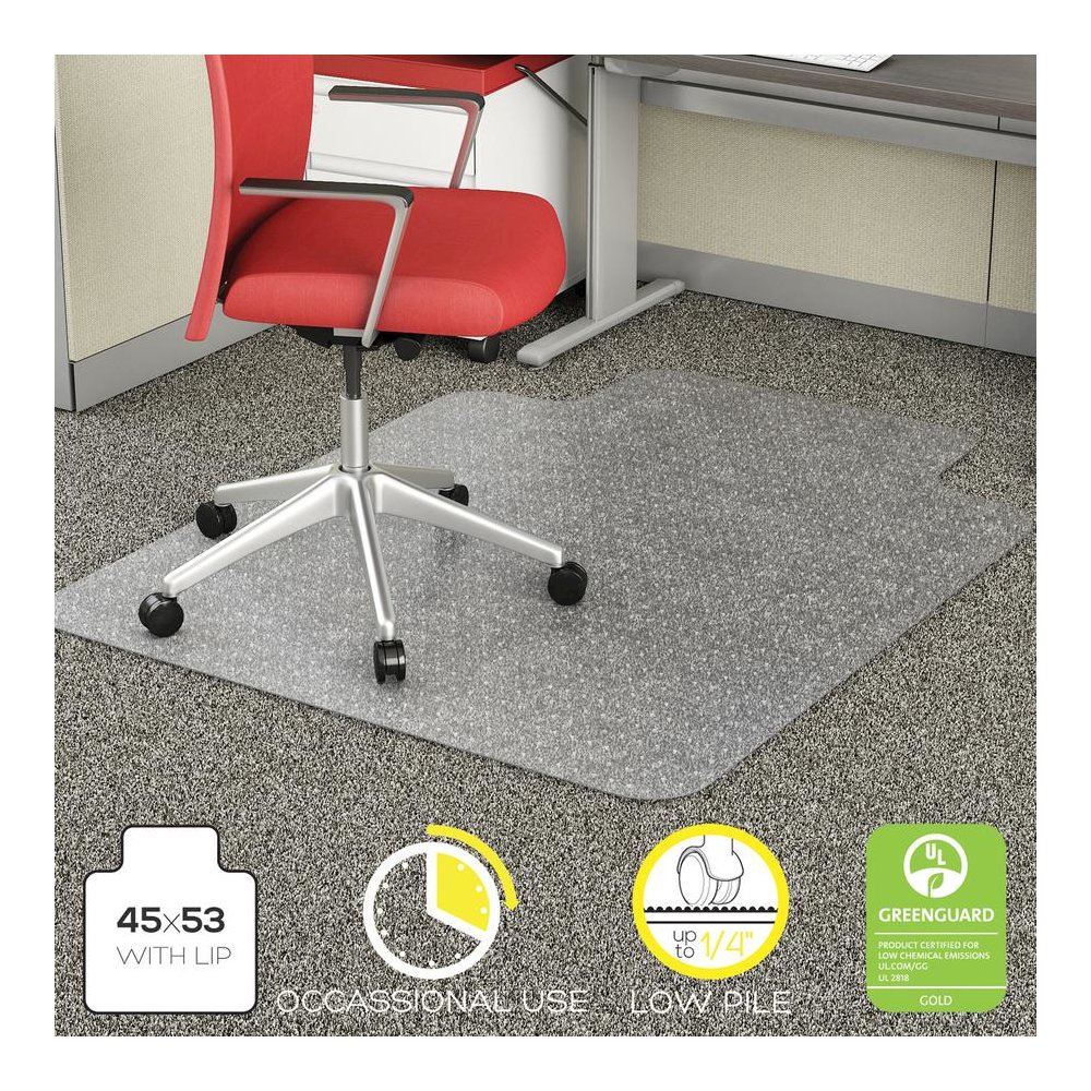 Deflecto EconoMat for Carpet - Carpeted Floor - 53" Length x 45" Width - Lip Size 12" Length x 25" Width - Vinyl - Clear - 1Each. Picture 7
