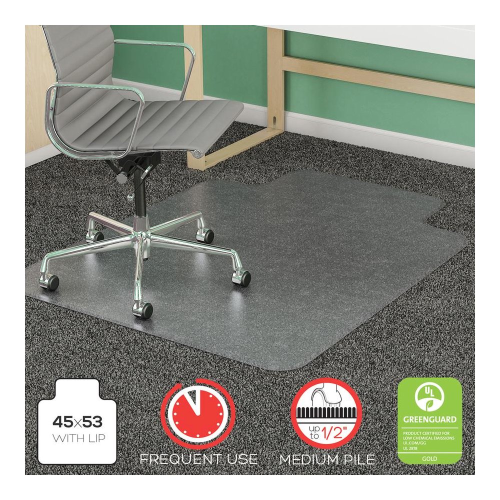 Deflecto SuperMat CM14233 Chair Mat - Carpeted Floor - 45" Length x 53" Width - Lip Size 12" Length x 25" Width - Vinyl - 1Each. Picture 5