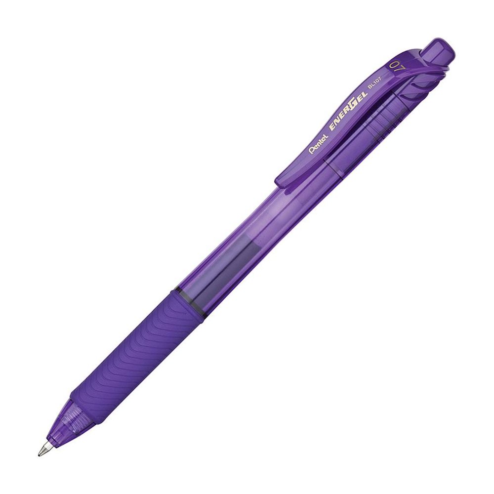 EnerGel EnerGel-X Retractable Gel Pens - Medium Pen Point - 0.7 mm Pen Point Size - Refillable - Retractable - Violet Gel-based Ink - Violet Barrel - Metal Tip - 1 / Dozen. Picture 2