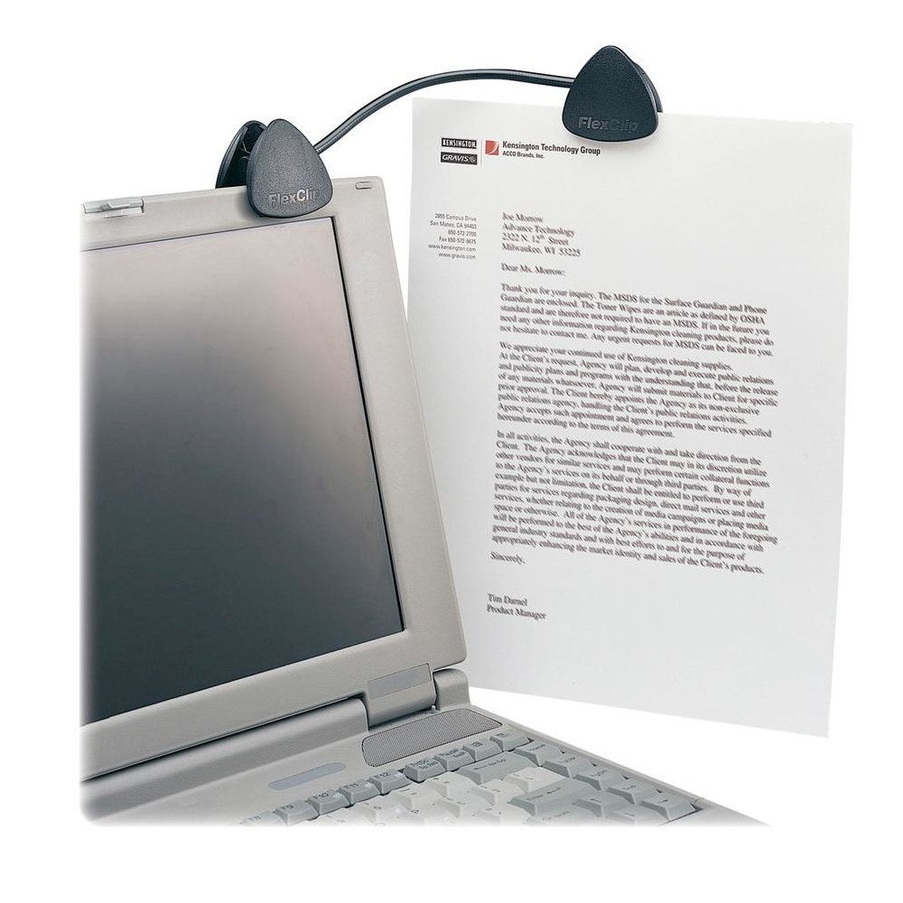 Kensington Flexclip Copyholder - 1.8" Height x 1.5" Width - Black - Molded Plastic. Picture 2