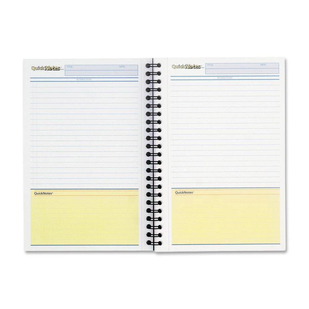 Mead QuickNotes 1 - Subject Business Notebook - Jr.Legal - 80 Sheets - Wire Bound - 20 lb Basis Weight - Jr.Legal - 5" x 8" - White Paper - Black Binding - BlackLinen Cover - Perforated, Subject, Bond. Picture 2