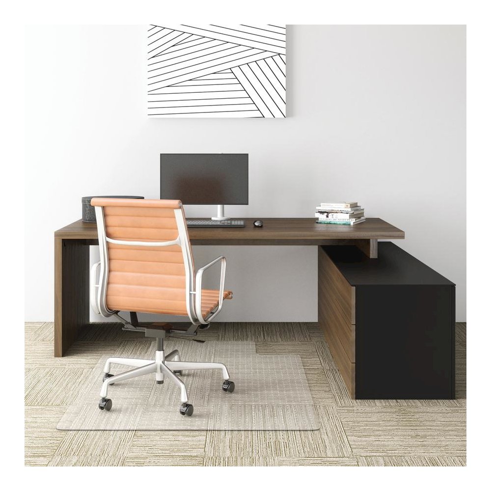 Deflecto EconoMat for Carpet - Carpeted Floor - 53" Length x 45" Width - Lip Size 12" Length x 25" Width - Vinyl - Clear - 1Each. Picture 8