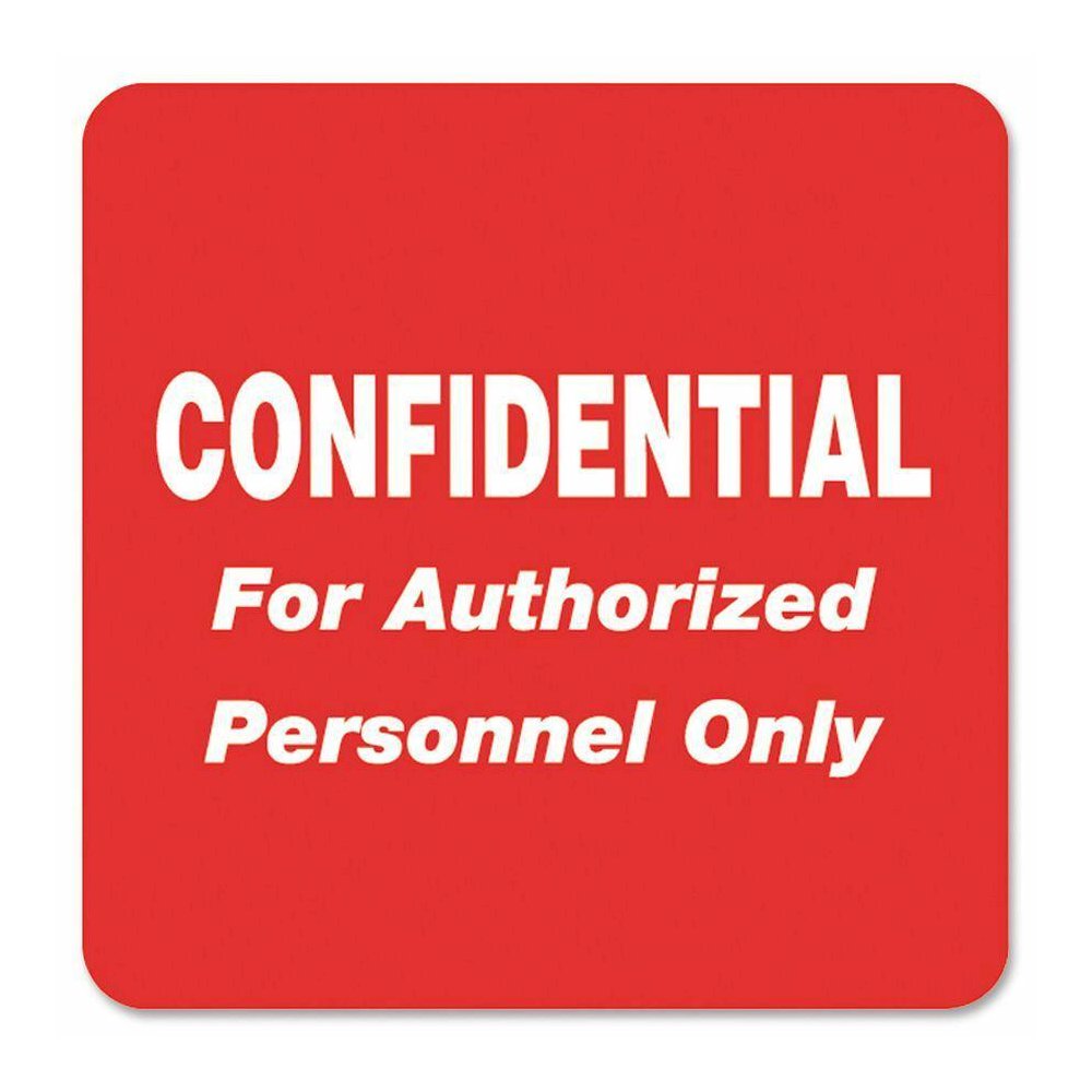 Tabbies Confidential Authorized Personnel Only Label - 2" Width x 2" Length - Rectangle - Red - 500 / Roll - 500 / Roll. Picture 2