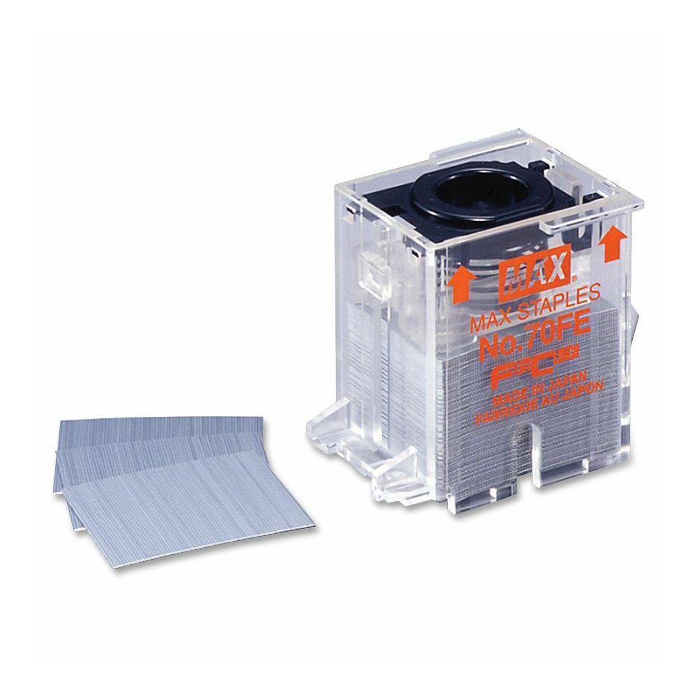 MAX EH70F Flat Clinch Staple Cartridge - 5/16" Leg - 7/16" Crown - Holds 70 Sheet(s) - for Paper - Silver5000 / Box. Picture 2