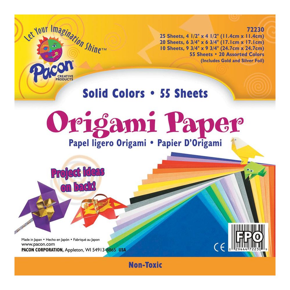 Pacon Origami Paper - Craft, Art - 9.75"Height x 9.75"Width - 55 / Pack - Assorted. Picture 3