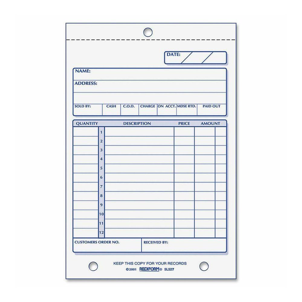 Rediform Carbonless Sales Order Book - 50 Sheet(s) - Stapled - 3 PartCarbonless Copy - 4.25" x 6.37" Sheet Size - 2 x Holes - Assorted Sheet(s) - Red, Purple Print Color - 1 Each. Picture 2