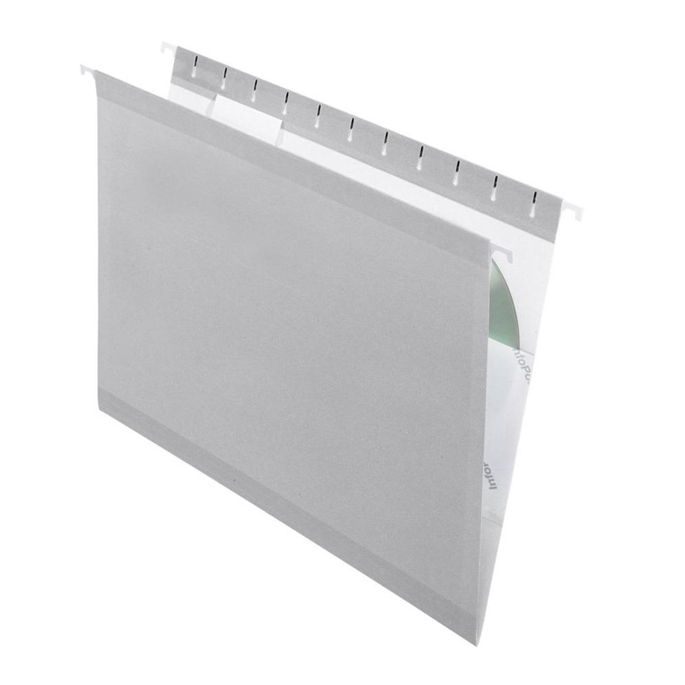 Pendaflex 1/5 Tab Cut Legal Recycled Hanging Folder - 8 1/2" x 14" - Internal Pocket(s) - Gray - 10% Recycled - 25 / Box. Picture 2