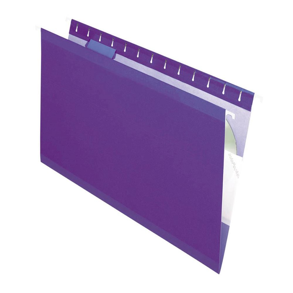 Pendaflex 1/5 Tab Cut Legal Recycled Hanging Folder - 8 1/2" x 14" - Violet - 10% Recycled - 25 / Box. Picture 2
