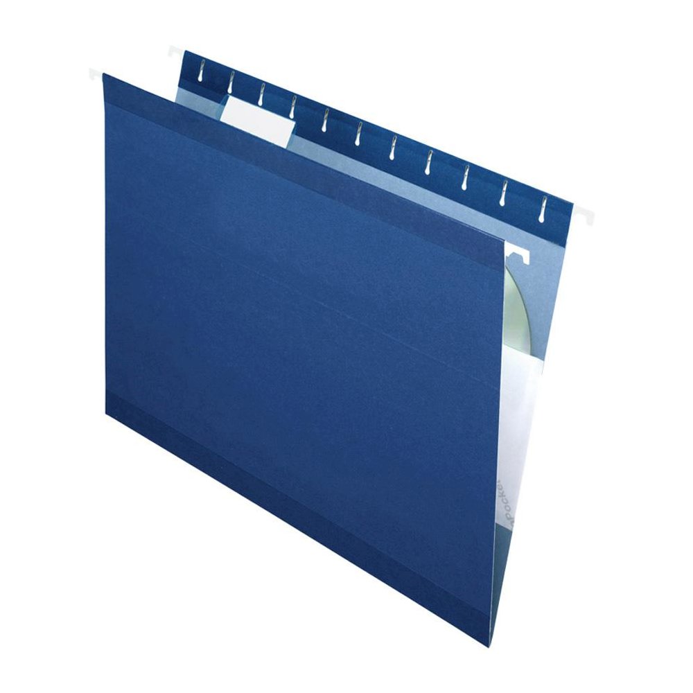 Pendaflex 1/5 Tab Cut Letter Recycled Hanging Folder - 8 1/2" x 11" - Navy - 10% Recycled - 25 / Box. Picture 2