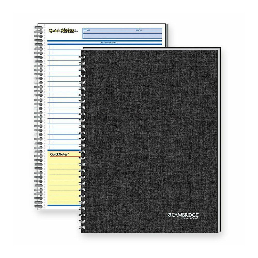 Mead QuickNotes 1 - Subject Business Notebook - Jr.Legal - 80 Sheets - Wire Bound - 20 lb Basis Weight - Jr.Legal - 5" x 8" - White Paper - Black Binding - BlackLinen Cover - Perforated, Subject, Bond. Picture 3