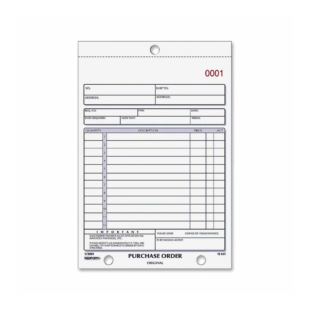 Rediform 2-part Carbonless Purchase Order Book - 50 Sheet(s) - 2 PartCarbonless Copy - 5.50" x 7.87" Sheet Size - Assorted Sheet(s) - Blue Print Color - 1 Each. Picture 2