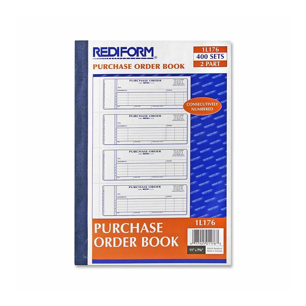 Rediform 2-Part Purchase Order Book - 400 Sheet(s) - Stapled - 2 PartCarbonless Copy - 2.75" x 7" Sheet Size - White, Yellow - Blue Print Color - 1 Each. Picture 2