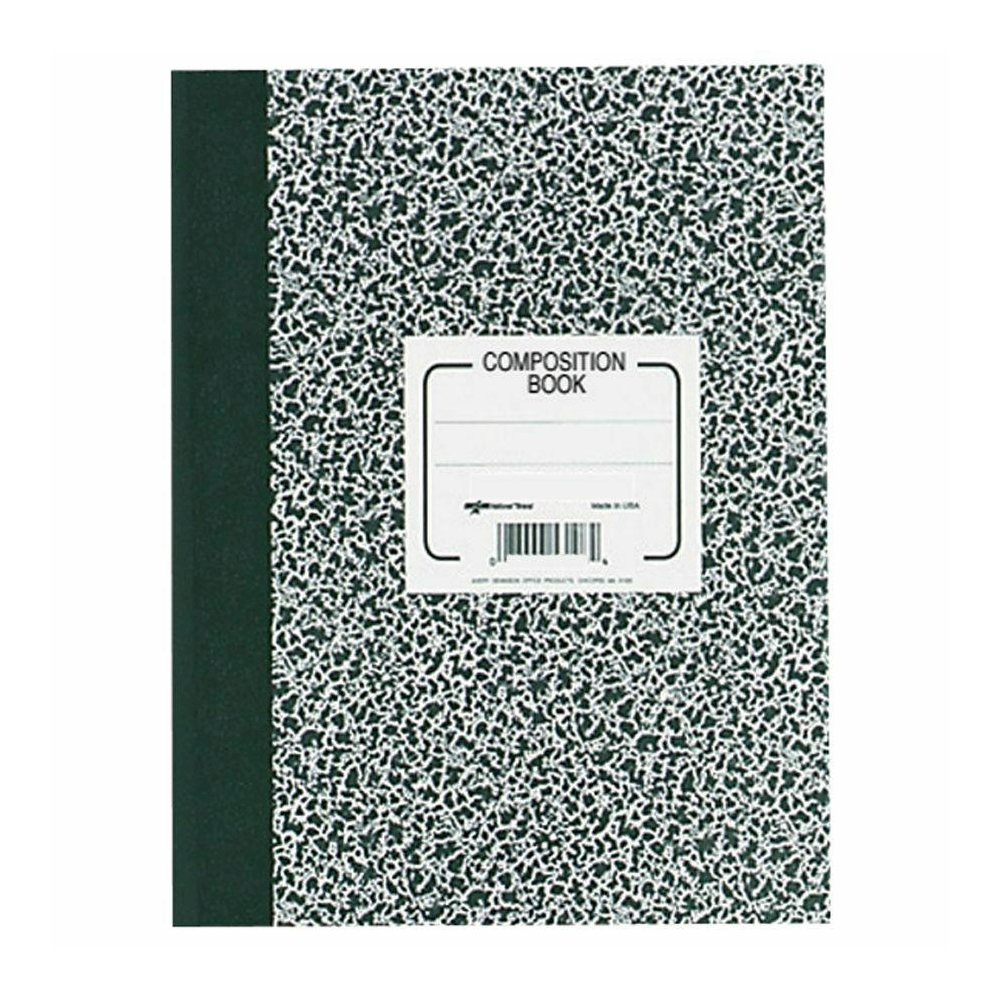 Rediform College Rule Composition Book - 80 Sheets - Sewn - Ruled Margin - 8 3/8" x 11" - White Paper - Black Marble Cover - Subject - 1 Each. Picture 2