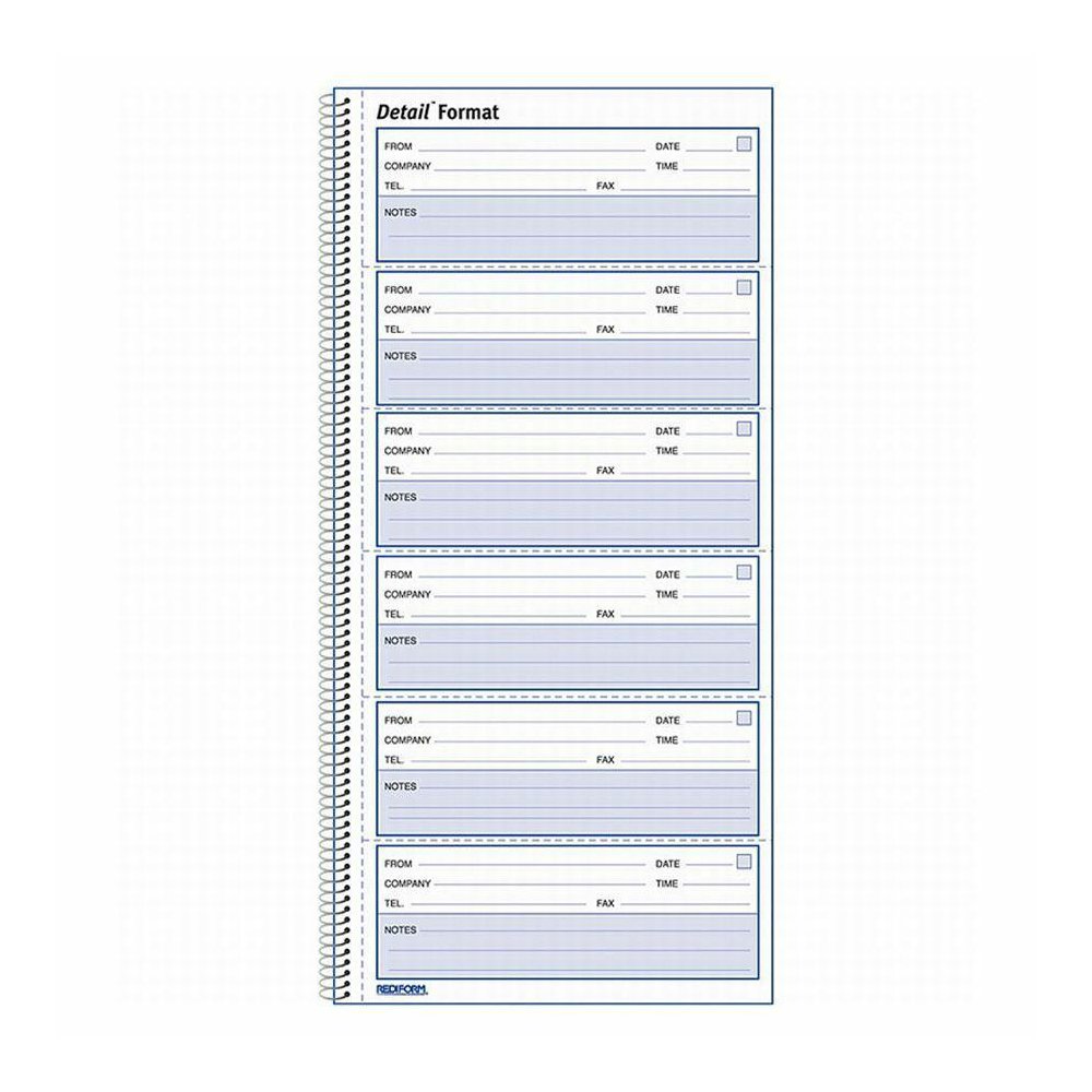 Rediform Voice Mail Log Book - 600 Sheet(s) - Wire Bound - 1 Part - 5.62" x 10.62" Sheet Size - White - White Sheet(s) - Blue Print Color - White Cover - Recycled - 1 Each. Picture 2