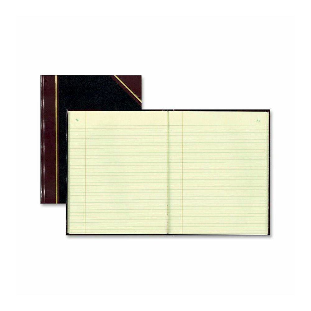 Rediform Black Texhide Cover Record Books - 150 Sheet(s) - Thread Sewn - 8.37" x 10.37" Sheet Size - Black - Green Sheet(s) - Brown, Green Print Color - Black Cover - Recycled - 1 Each. Picture 2