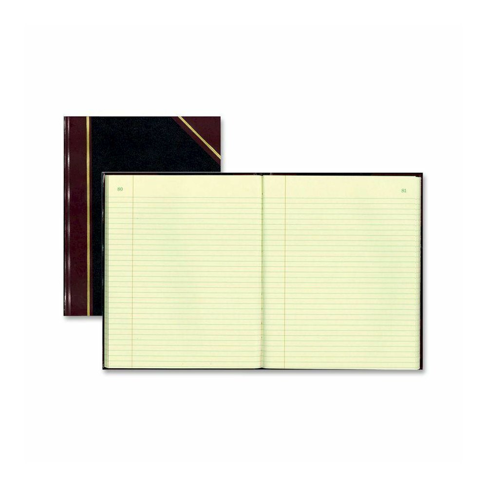 Rediform Black Texhide Cover Record Books - 300 Sheet(s) - Thread Sewn - 8.37" x 10.37" Sheet Size - Black - Green Sheet(s) - Brown, Green Print Color - Black Cover - Recycled - 1 Each. Picture 2