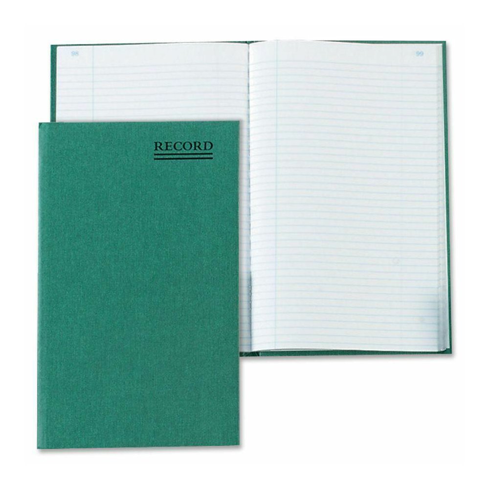 Rediform Green Cover Record Account Book - 200 Sheet(s) - Gummed - 6.25" x 9.62" Sheet Size - Green - White Sheet(s) - Green Cover - Recycled - 1 Each. Picture 2