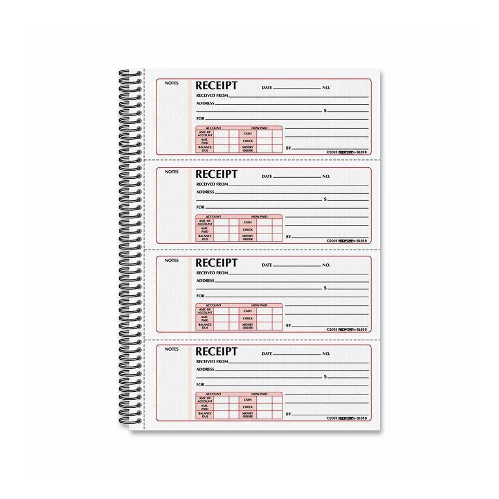 Rediform Money Receipt Book - 300 Sheet(s) - Wire Bound - 2 PartCarbonless Copy - 7.62" x 11" Sheet Size - White - White Sheet(s) - Red Print Color - Blue Cover - 1 Each. Picture 2