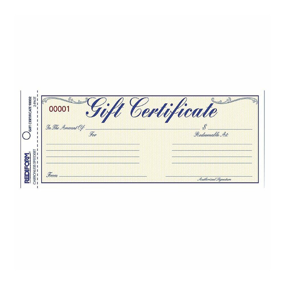 Rediform Gift Certificates with Envelopes - 8.5" x 3.7" - Blue - 25 / Pack. Picture 2