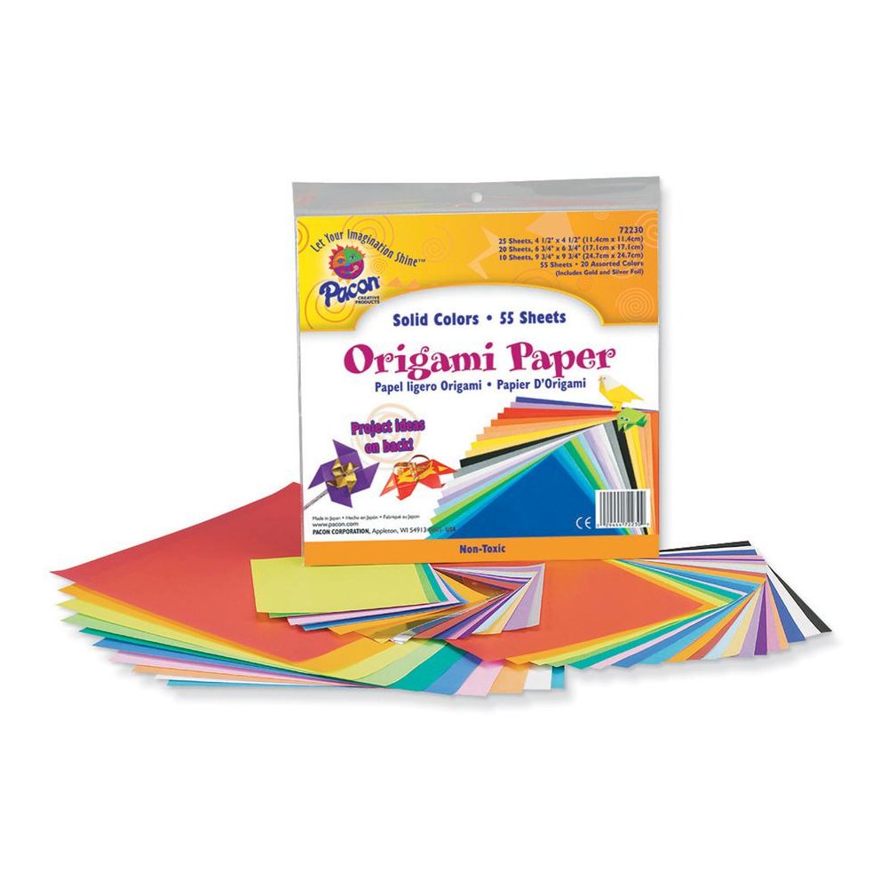 Pacon Origami Paper - Craft, Art - 9.75"Height x 9.75"Width - 55 / Pack - Assorted. Picture 1