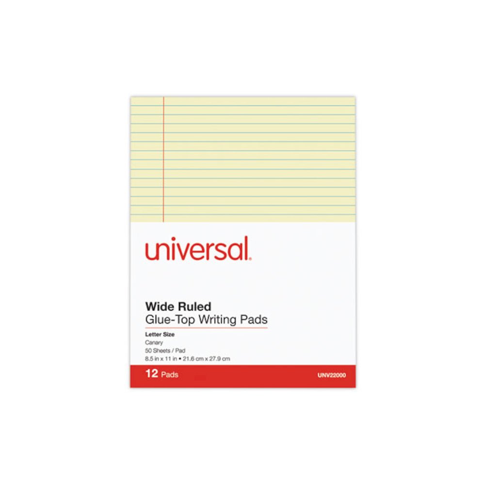 Glue Top Pads, Wide/Legal Rule, (50) Canary Yellow 8.5 x 11 Sheets, Dozen. Picture 2
