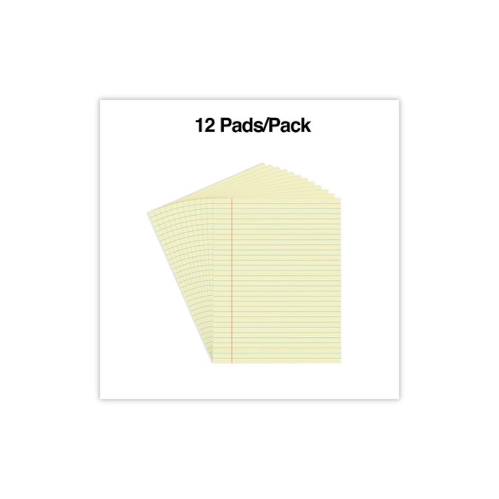 Glue Top Pads, Wide/Legal Rule, (50) Canary Yellow 8.5 x 11 Sheets, Dozen. Picture 3