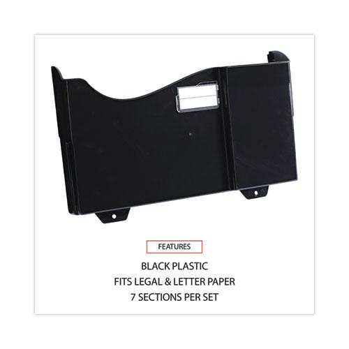 Grande Central Filing System, 7 Sections, Legal/Letter Size, Wall Mount, 16" x 4.75" x 38.25", Black, 7/Pack. Picture 5