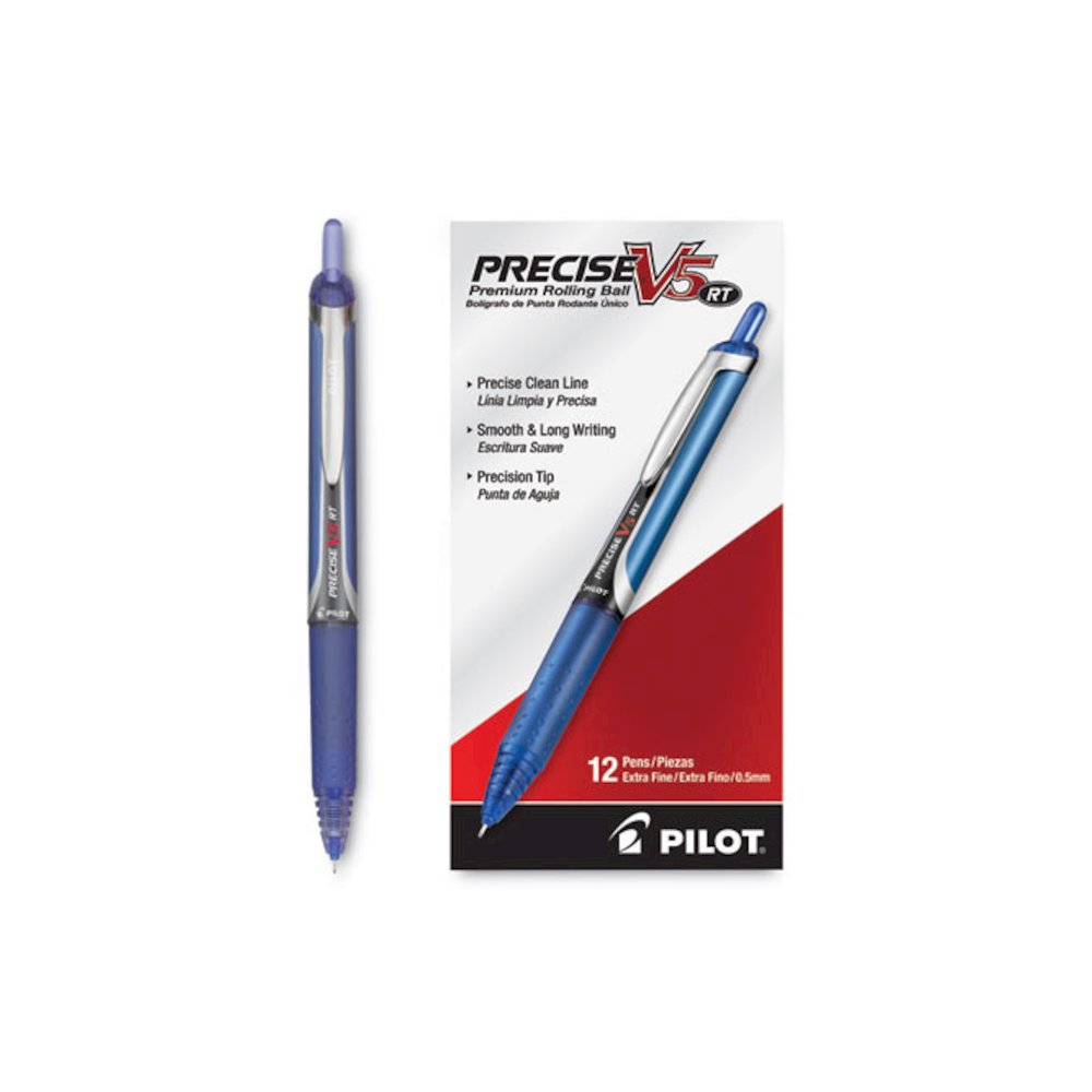 Precise V5RT Rollerball Pen, Retractable, Extra-Fine 0.5 mm, Blue Ink, Blue Barrel. Picture 3