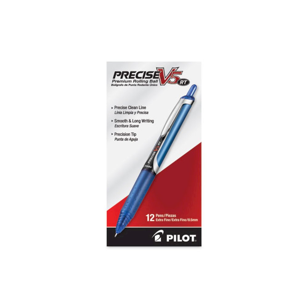 Precise V5RT Rollerball Pen, Retractable, Extra-Fine 0.5 mm, Blue Ink, Blue Barrel. Picture 2