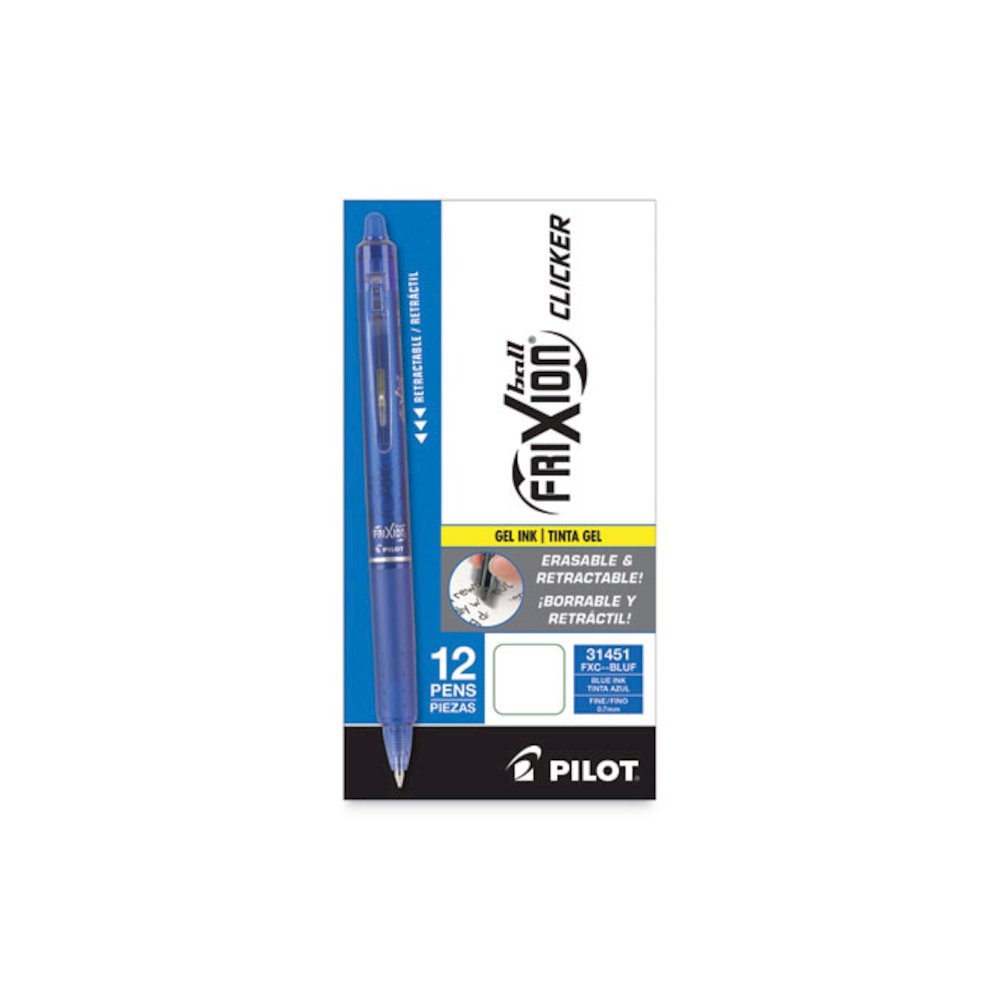 FriXion Clicker Erasable Gel Pen, Retractable, Fine 0.7 mm, Blue Ink, Blue Barrel. Picture 2
