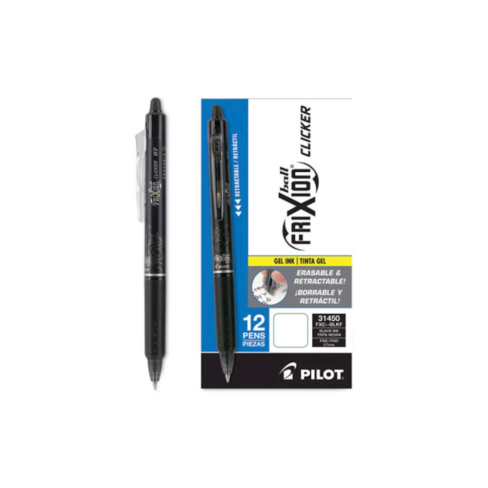 FriXion Clicker Erasable Gel Pen, Retractable, Fine 0.7 mm, Black Ink, Black Barrel. Picture 5
