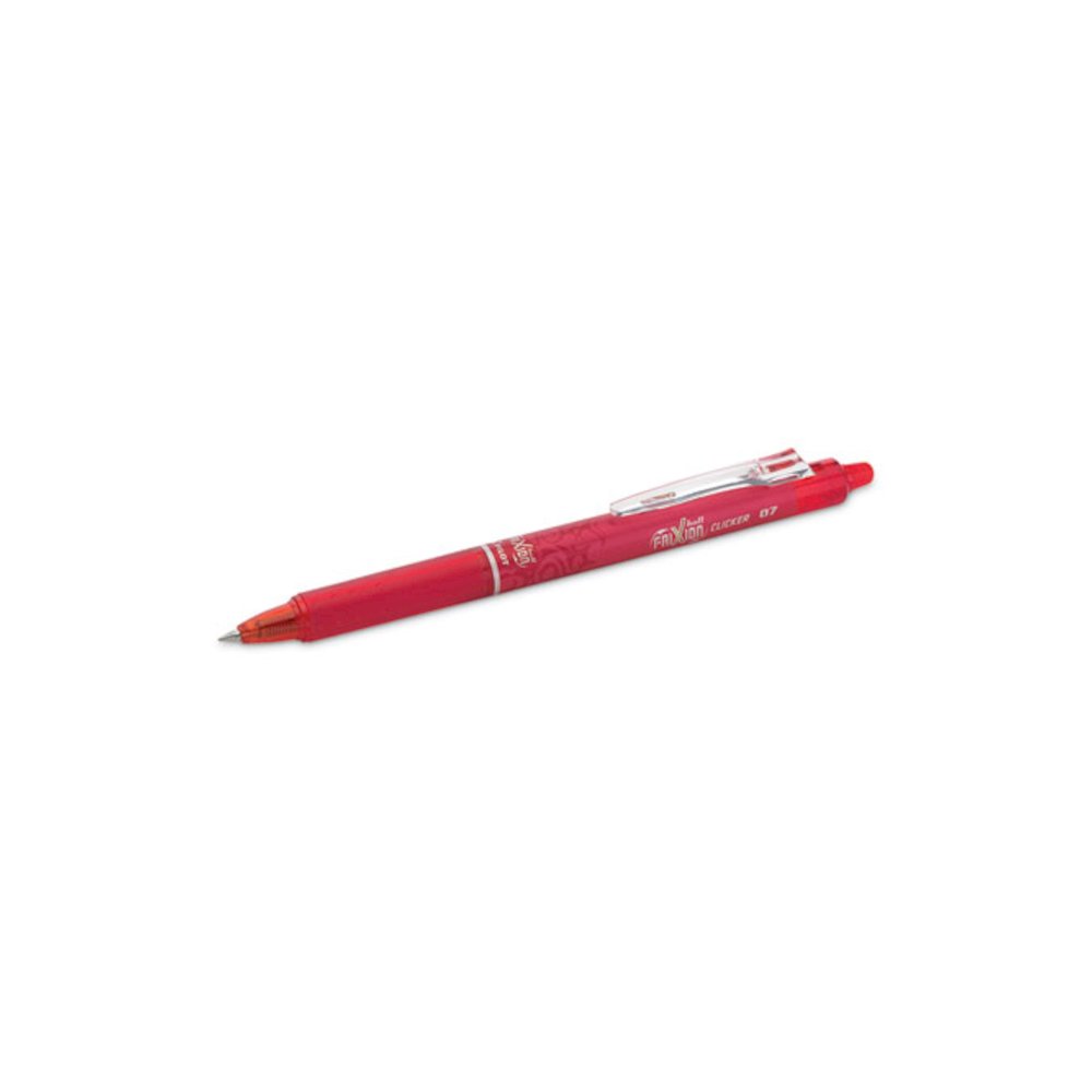 FriXion Clicker Erasable Gel Pen, Retractable, Fine 0.7 mm, Red Ink, Red Barrel. Picture 3