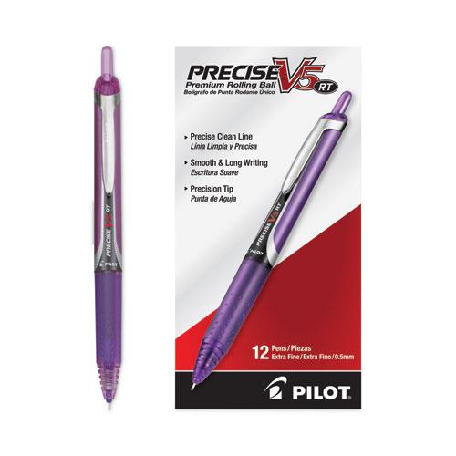 Precise V5RT Rollerball Pen, Retractable, Extra-Fine 0.5 mm, Purple Ink, Purple Barrel. Picture 4