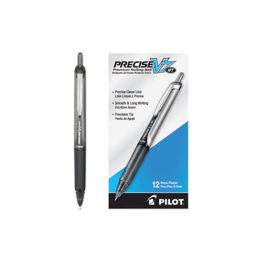 Precise V7RT Rollerball Pen, Retractable, Fine 0.7 mm, Black Ink, Black Barrel. Picture 4