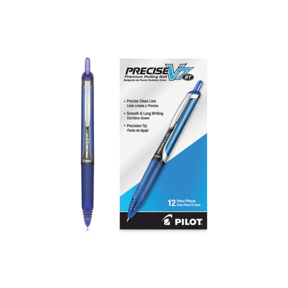 Precise V7RT Rollerball Pen, Retractable, Fine 0.7 mm, Blue Ink, Blue Barrel. Picture 3