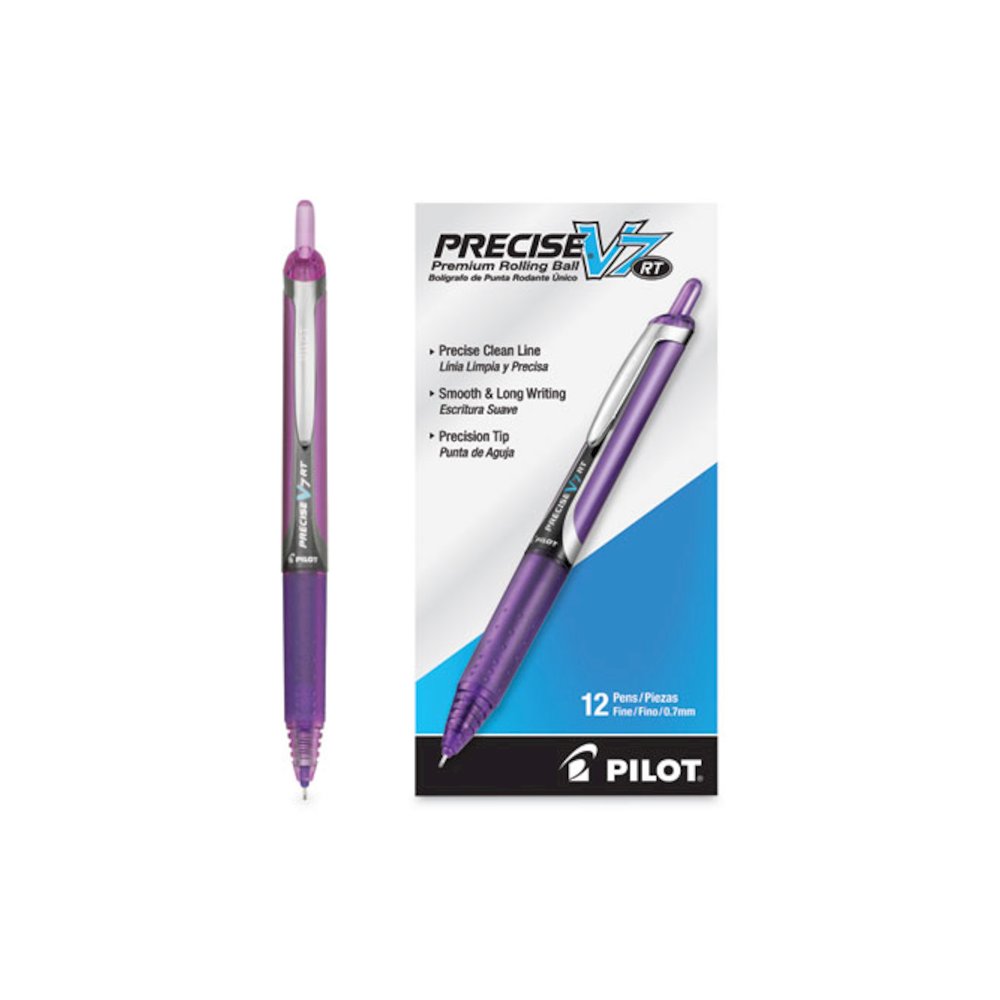 Precise V7RT Rollerball Pen, Retractable, Fine 0.7 mm, Purple Ink, Purple Barrel. Picture 4
