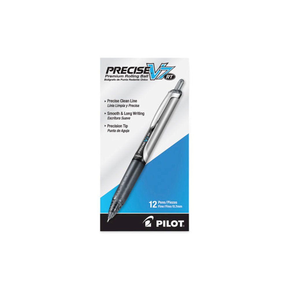 Precise V7RT Rollerball Pen, Retractable, Fine 0.7 mm, Black Ink, Black Barrel. Picture 2