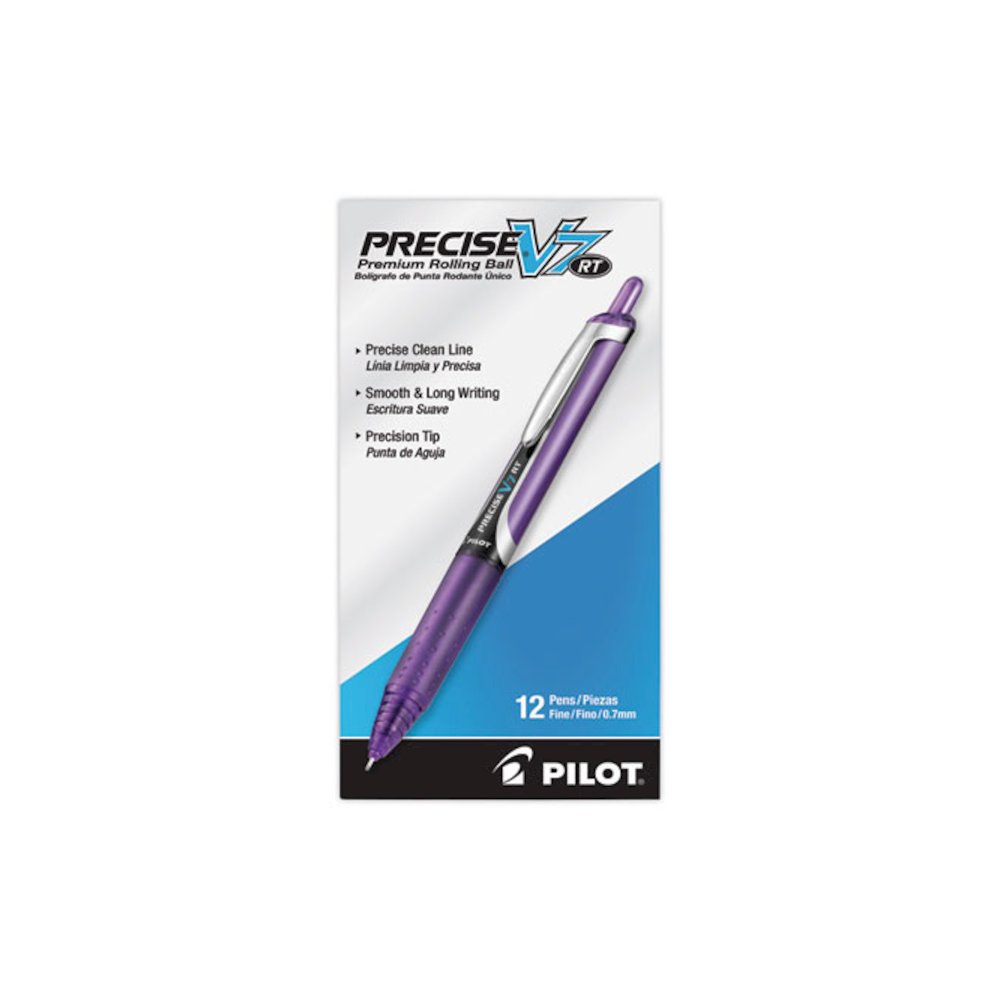 Precise V7RT Rollerball Pen, Retractable, Fine 0.7 mm, Purple Ink, Purple Barrel. Picture 2