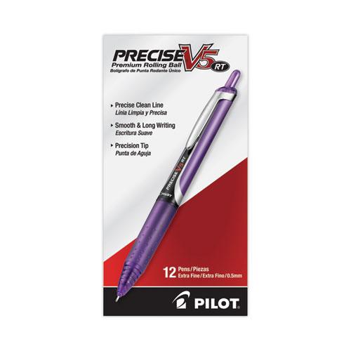 Precise V5RT Rollerball Pen, Retractable, Extra-Fine 0.5 mm, Purple Ink, Purple Barrel. Picture 2