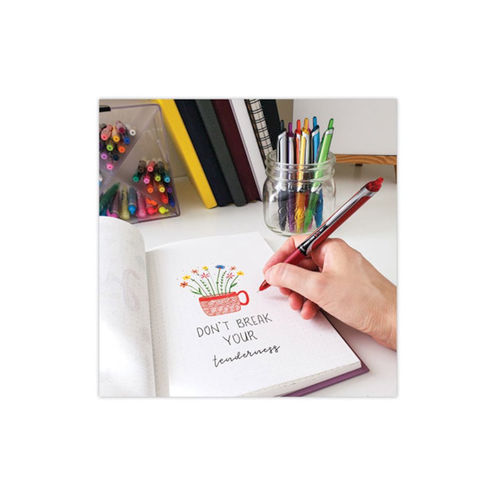Precise V5RT Rollerball Pen, Retractable, Extra-Fine 0.5 mm, Red Ink, Red Barrel. Picture 5