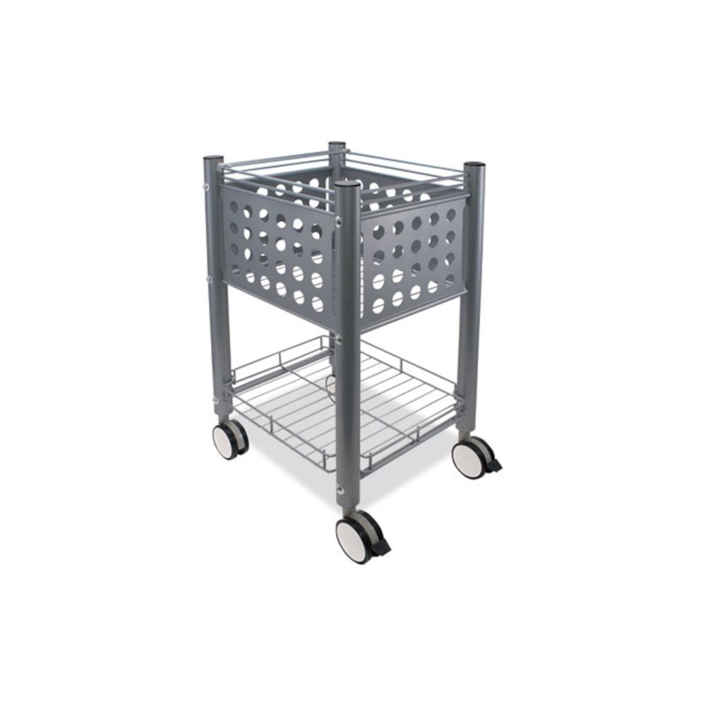 Sidekick File Cart, Metal, 1 Shelf, 1 Bin, 13.75" x 15.5" x 26.25", Matte Gray. Picture 4