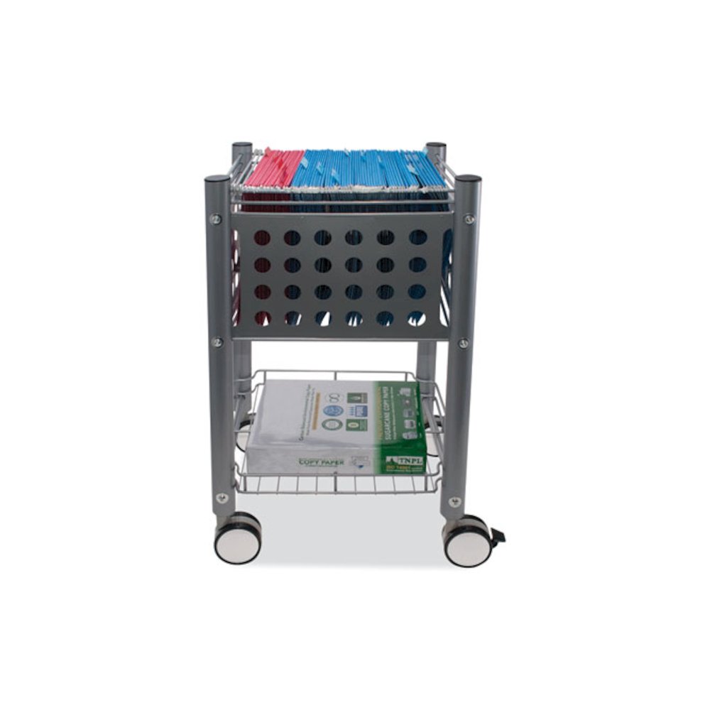 Sidekick File Cart, Metal, 1 Shelf, 1 Bin, 13.75" x 15.5" x 26.25", Matte Gray. Picture 5