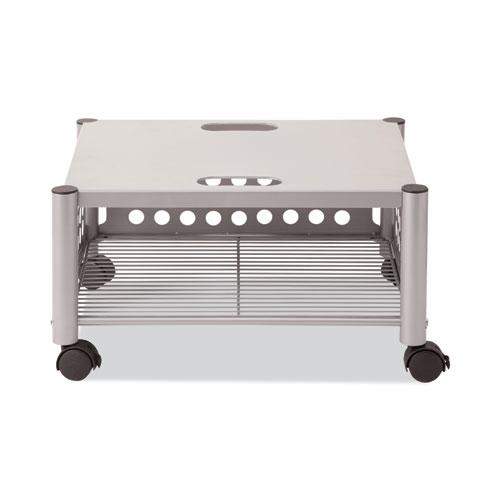 Underdesk Machine Stand, Metal, 2 Shelves, 90 lb Capacity, 21.5" x 17.88" x 11.5", Matte Gray. Picture 1